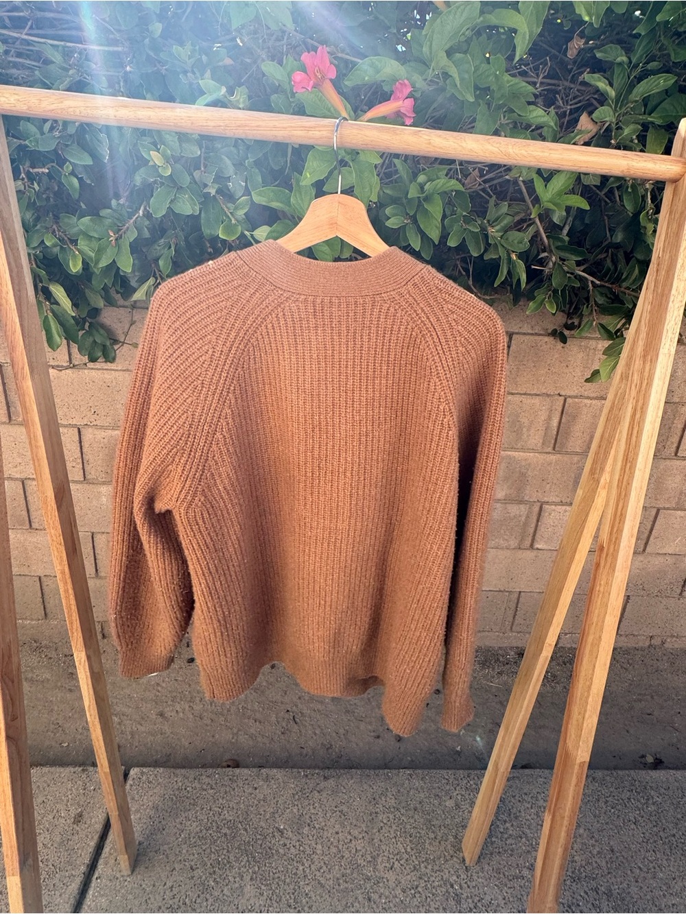 Everlane Camel Ribbed Button-Front Cardigan - Picture 4 of 6